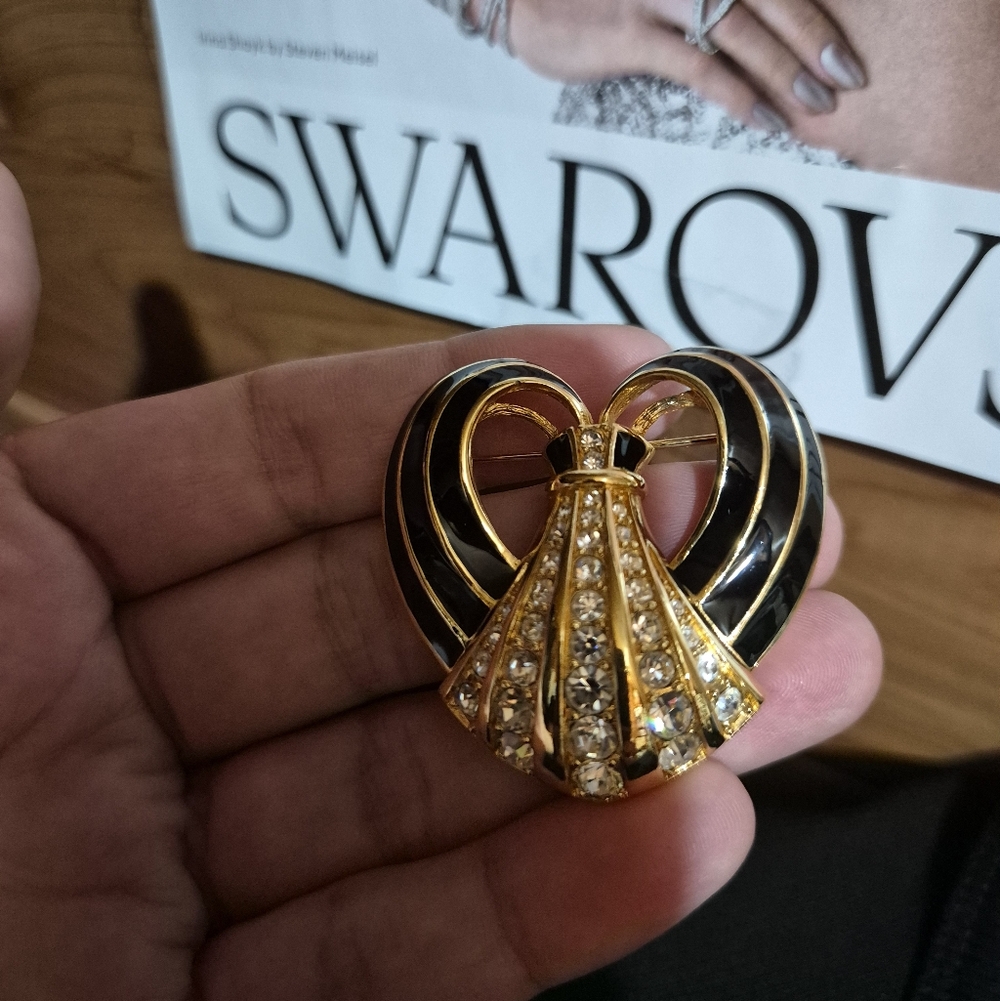 Swarovski SAL Crystal Black and Gold Brooch